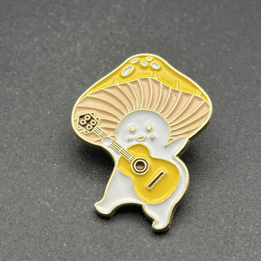Cute Mushroom‎ Person Playing Guitar Instrument Lapel Hat Pin